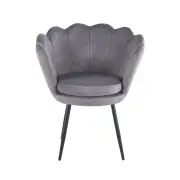 Fotel wypoczynkowy muszla mała velvet szary nogi czarne FR1-ZA